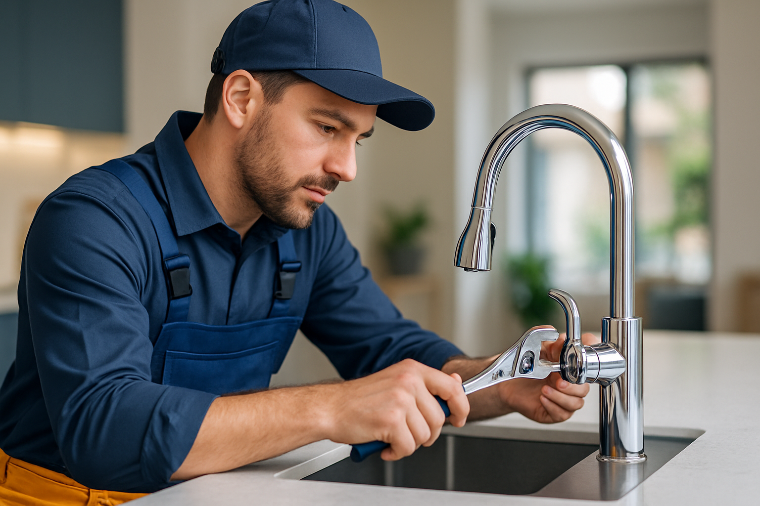 Professional Plumber at Work